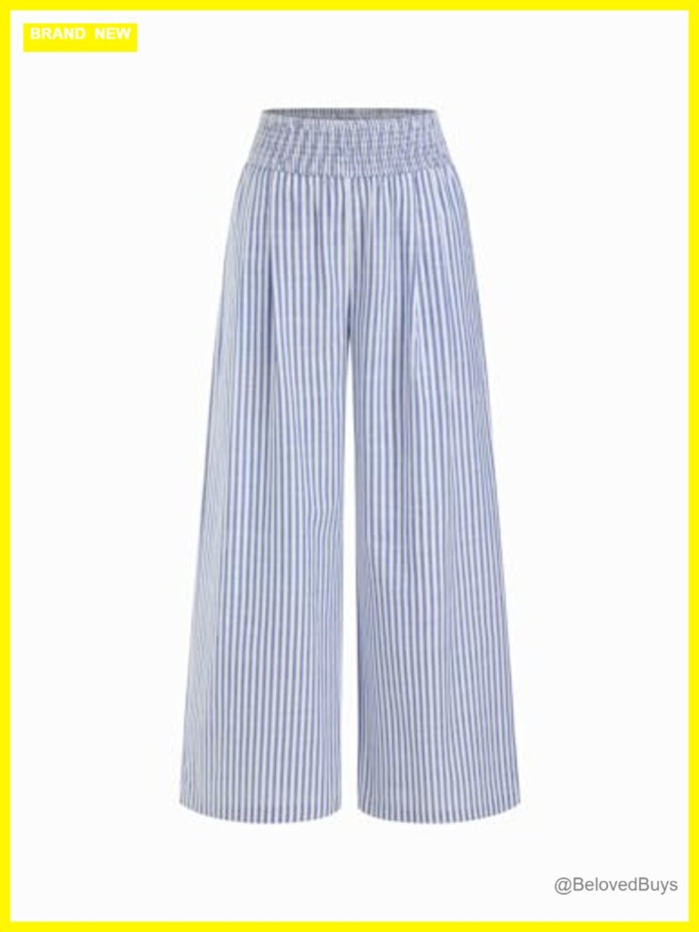 Wide Leg Palazzo Pants with Pockets Elastic Mid Waist Flowy Lightweight